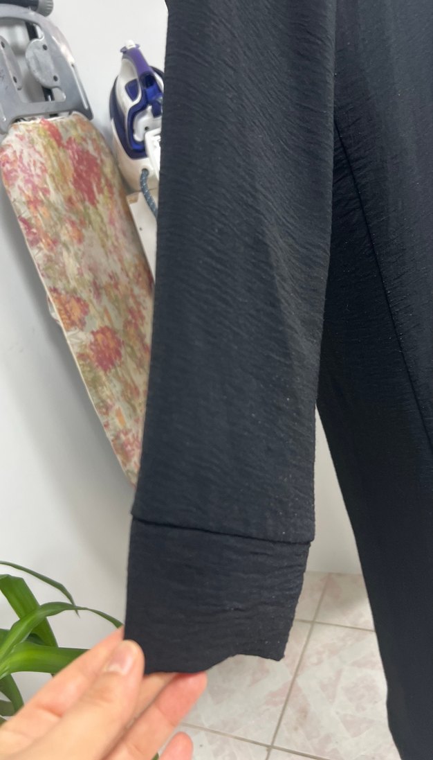 Düğmeli Siyah Uzun Kadın uzun tunik - Görsel 3