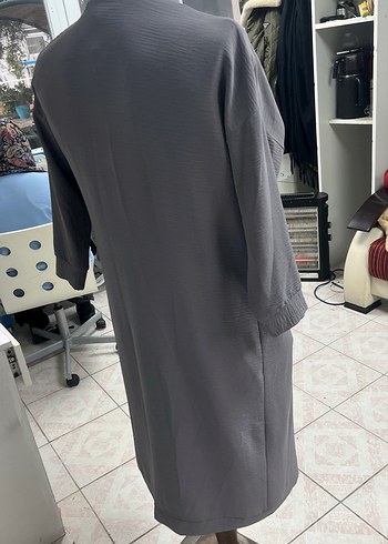 Düğmeli Gri Uzun Hamile uzun tunik - Görsel 6