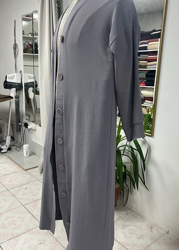 Düğmeli Gri Uzun Hamile uzun tunik - Görsel 3