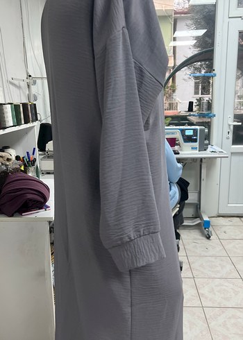Düğmeli Gri Uzun Hamile uzun tunik - Görsel 7
