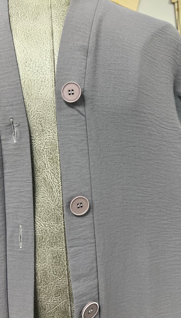 Düğmeli Gri Uzun Hamile uzun tunik - Görsel 2