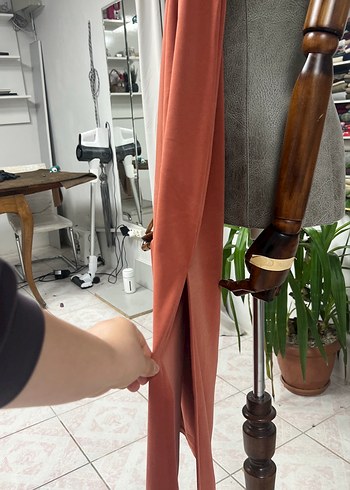 Kadın Camel Uzun Drapeli Bohem Elbise - Görsel 6