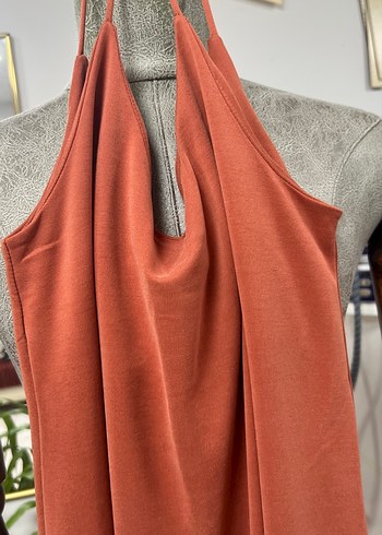 Kadın Camel Uzun Drapeli Bohem Elbise - Görsel 4