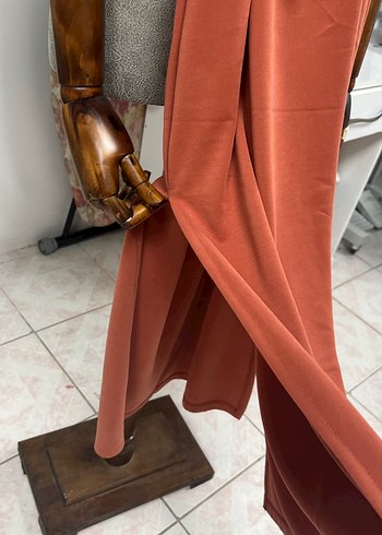 Kadın Camel Uzun Drapeli Bohem Elbise - Görsel 2