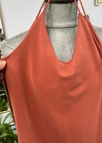 Kadın Camel Uzun Drapeli Bohem Elbise - Görsel 7