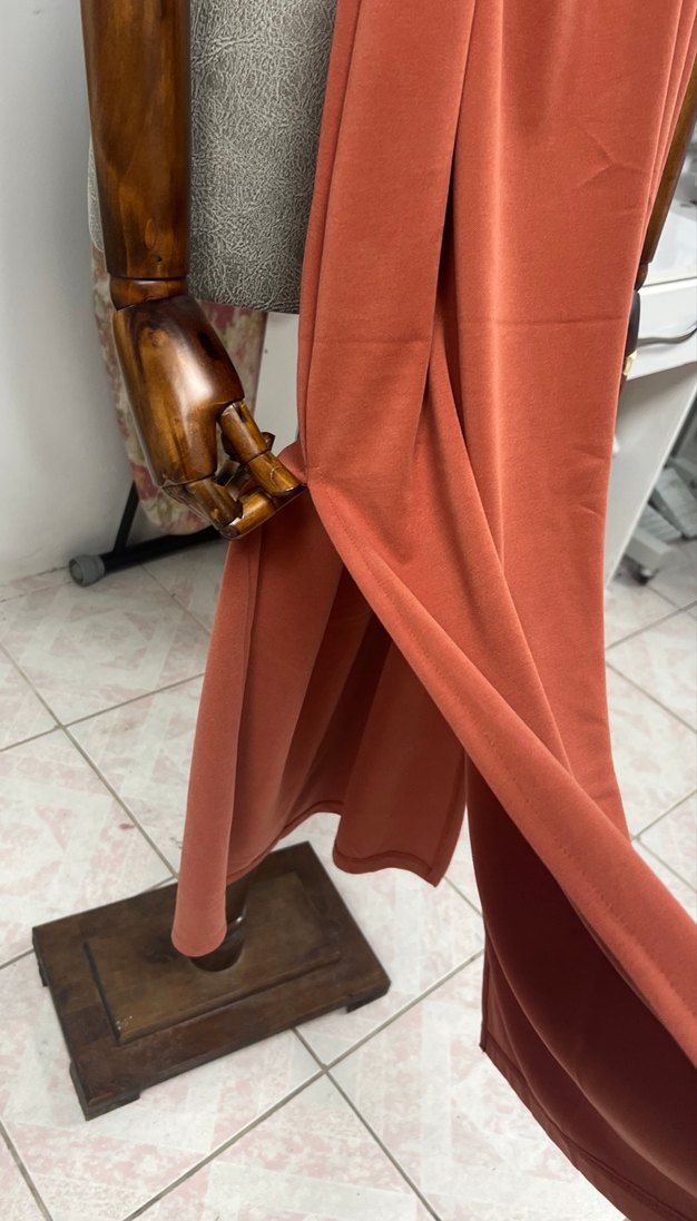 Kadın Camel Uzun Drapeli Bohem Elbise - Görsel 2