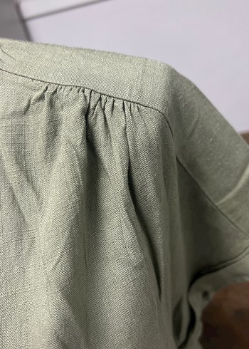 Kadın V Yaka Keten Midi Elbise - Görsel 7