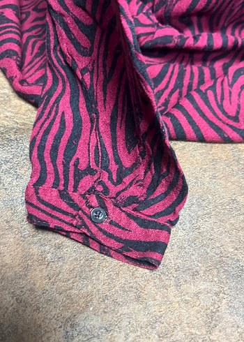 Bordo Zebra Desenli Uzun Kollu Hamile Tunik - Görsel 3