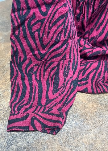 Bordo Zebra Desenli Uzun Kollu Hamile Tunik - Görsel 4