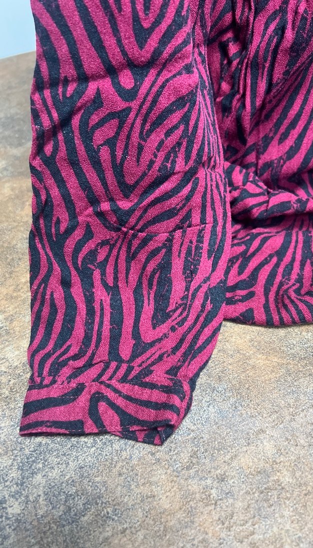 Bordo Zebra Desenli Uzun Kollu Hamile Tunik - Görsel 4