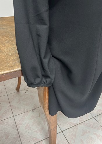 Kadın Siyah Midi Ofis Elbisesi V Yaka - Görsel 2