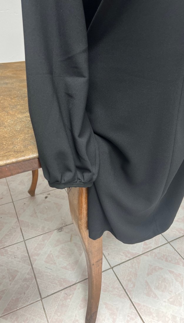 Kadın Siyah Midi Ofis Elbisesi V Yaka - Görsel 2