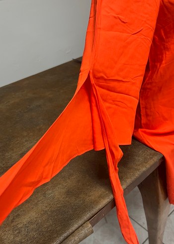 Turuncu V Yaka Uzun Kollu Kadın Tunik - Görsel 4