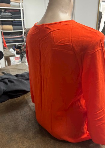 Turuncu V Yaka Uzun Kollu Kadın Tunik - Görsel 5