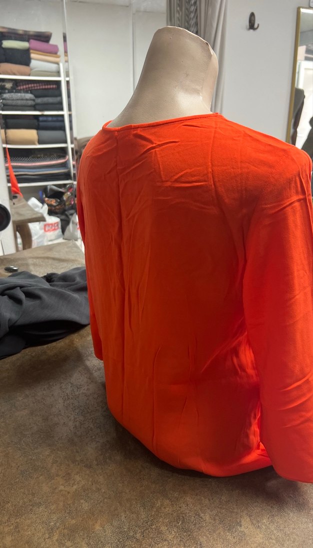 Turuncu V Yaka Uzun Kollu Kadın Tunik - Görsel 5