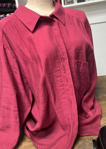 Bordo Düğmeli Kadın Gömlek - Görsel 7