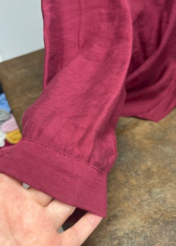 Bordo Düğmeli Kadın Gömlek - Görsel 5