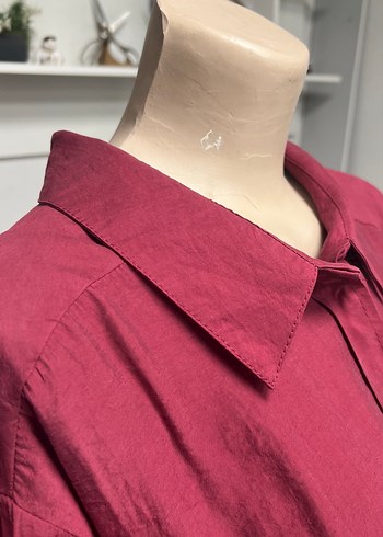 Bordo Düğmeli Kadın Gömlek - Görsel 2