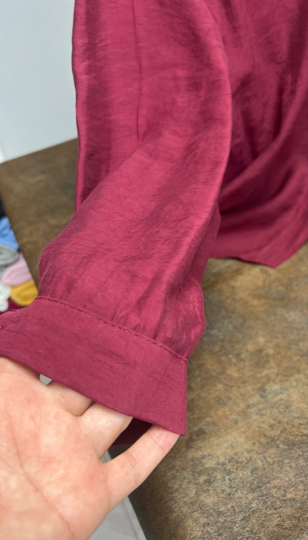 Bordo Düğmeli Kadın Gömlek - Görsel 5