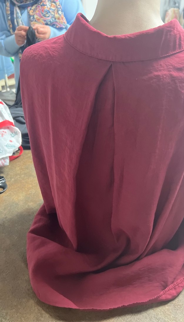 Bordo Düğmeli Kadın Gömlek - Görsel 4