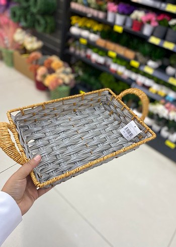 Gri Hasır Kulplu Saklama Tepsisi