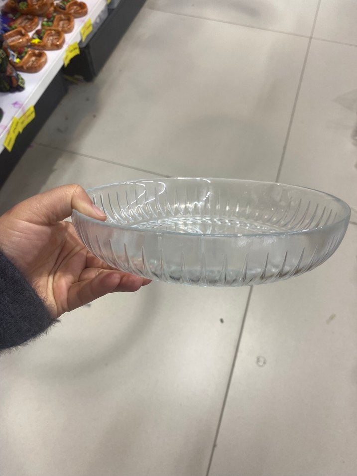 Şeffaf Desenli Cam Tabak 20 cm - Görsel 2