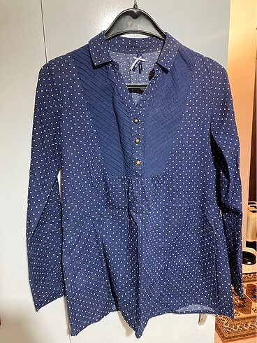 LCW gömlek önden düğmeli mavi puantiyeli bluz