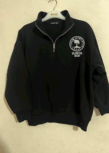 Diğer Kadın siyah fermuarlı oversize Sweatshirt