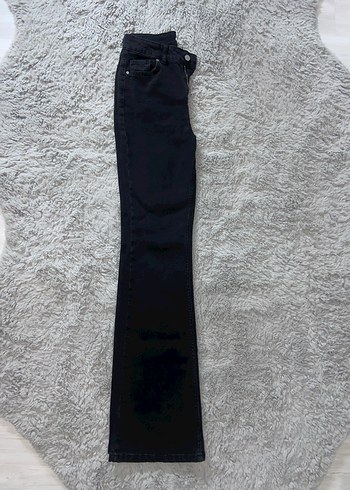 Siyah Kadın Normal Boy Denim İspanyol Paça Jean