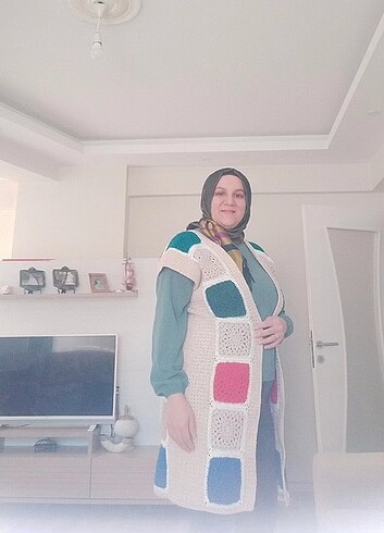 xl Beden çeşitli Renk Örgü motifli yelek