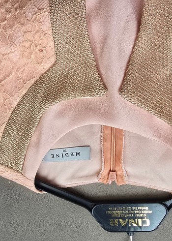 Pudra Renk Uzun Kollu Abiye Elbise - Görsel 2