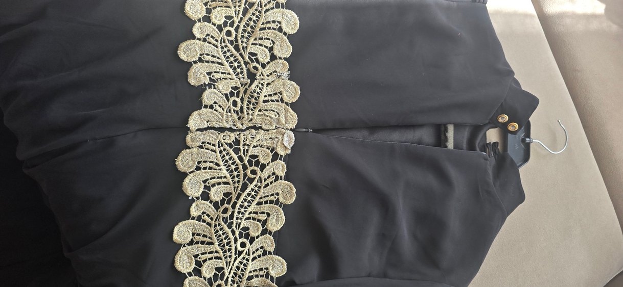 Dantel Detaylı Siyah Uzun Kollu Gotik Elbise türban - Görsel 3