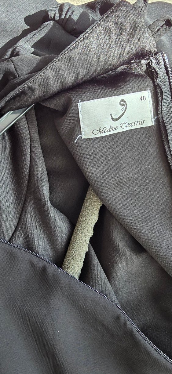 Dantel Detaylı Siyah Uzun Kollu Gotik Elbise türban - Görsel 5