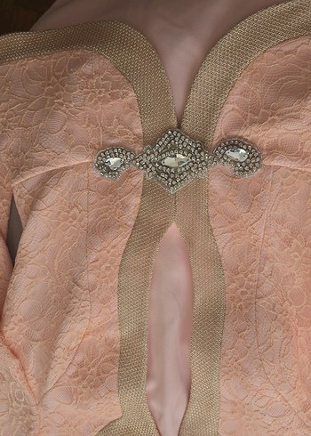 Pudra Pileli Uzun Abiye Elbise - Görsel 3