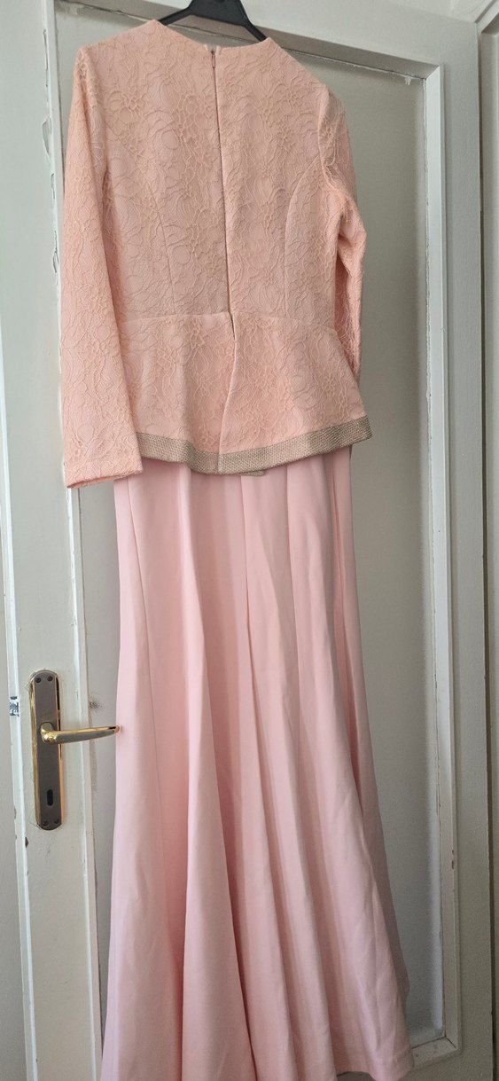 Pudra Pileli Uzun Abiye Elbise - Görsel 2