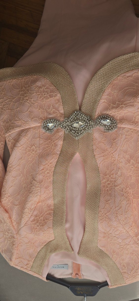 Pudra Pileli Uzun Abiye Elbise - Görsel 3