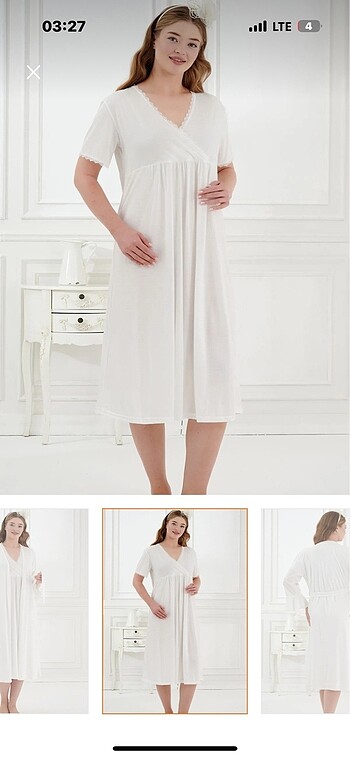 Lohusa hamile gecelik beyaz - Görsel 2