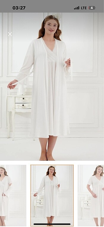 Lohusa hamile gecelik beyaz - Görsel 3