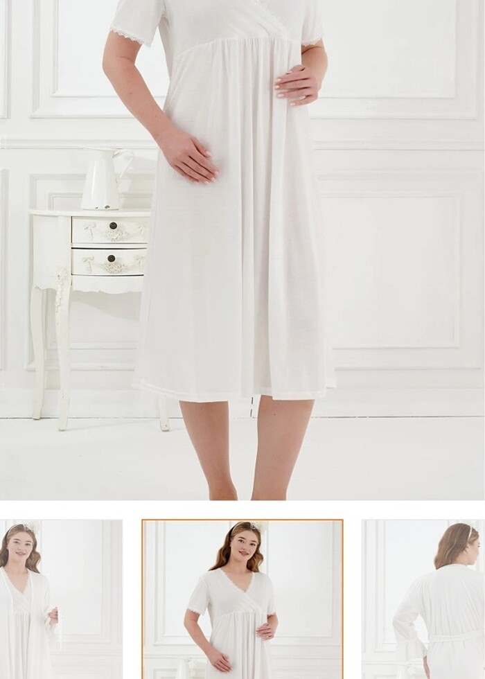Lohusa hamile gecelik beyaz - Görsel 2