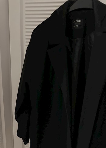 Kadın Siyah Midi kaşe Blazer Ceket - Görsel 2