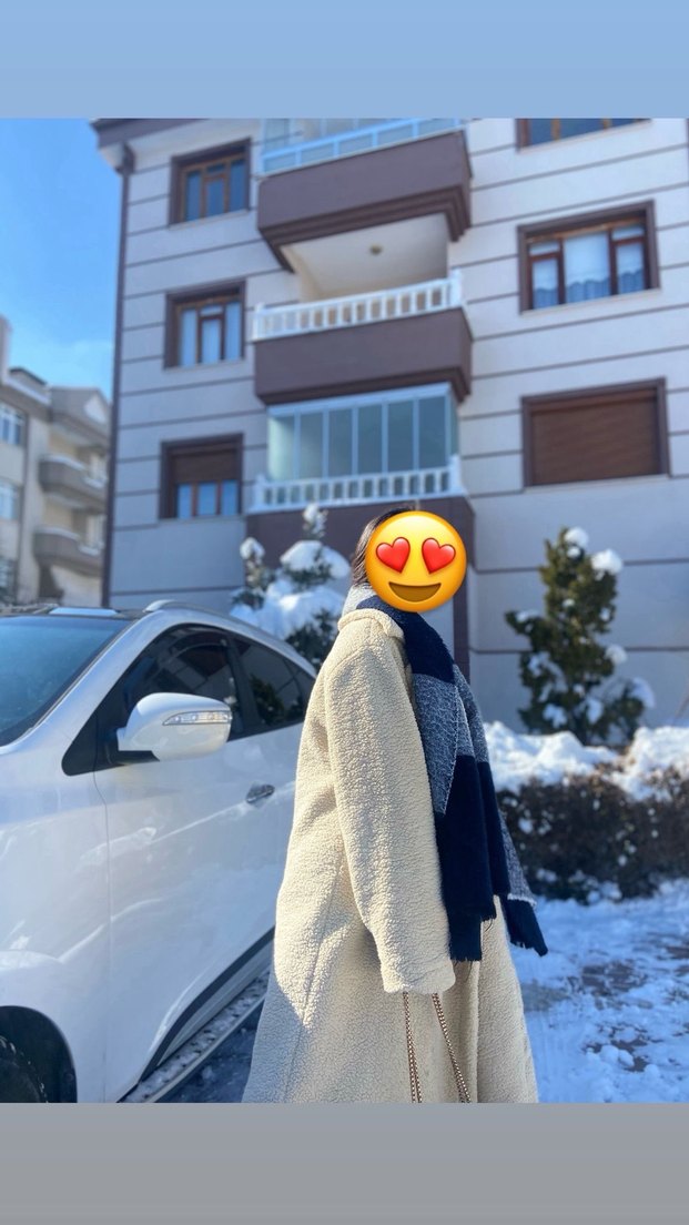 Kadın Camel Midi Kaban, Rahat Kesim, Pofuduk Kollu - Görsel 2