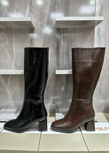 Klasik Kadın Deri Dizüstü çizme - Görsel 2