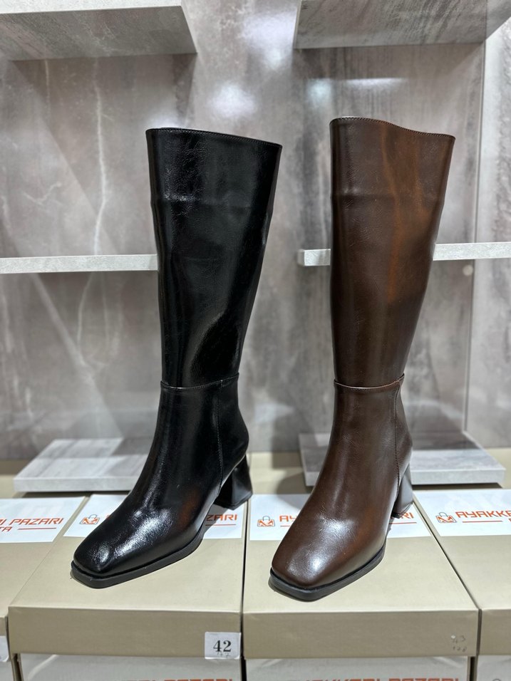 Klasik Kadın Deri Dizüstü çizme - Görsel 3