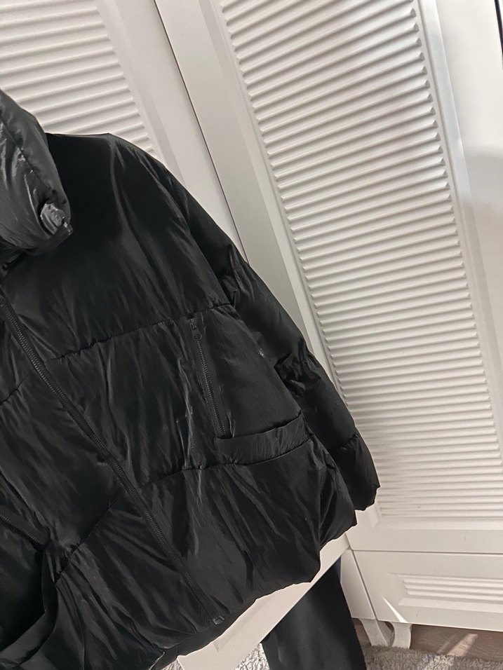 Siyah Oversize Şişme Kadın Kışlık Mont - Görsel 2