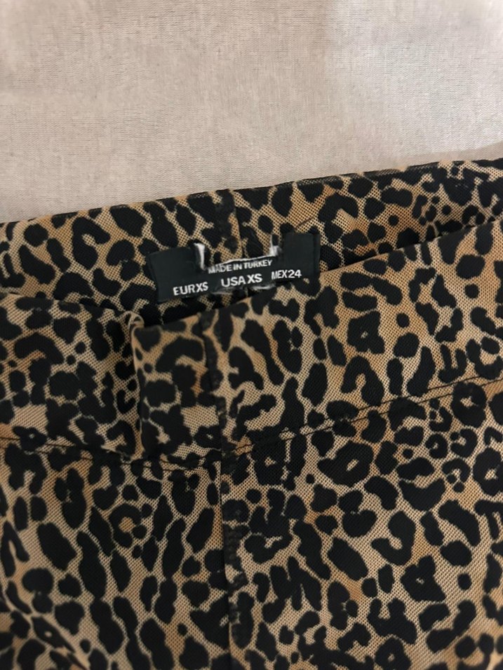 Kadın Kahverengi leopar Desenli Pileli Kumaş Pantolon - Görsel 3