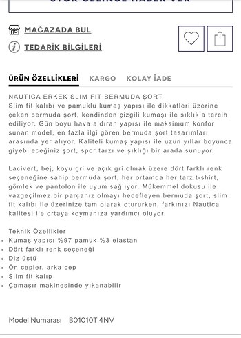 NAUTICA ERKEK SLIM FIT BERMUDA LACİVERT ŞORT - Görsel 4