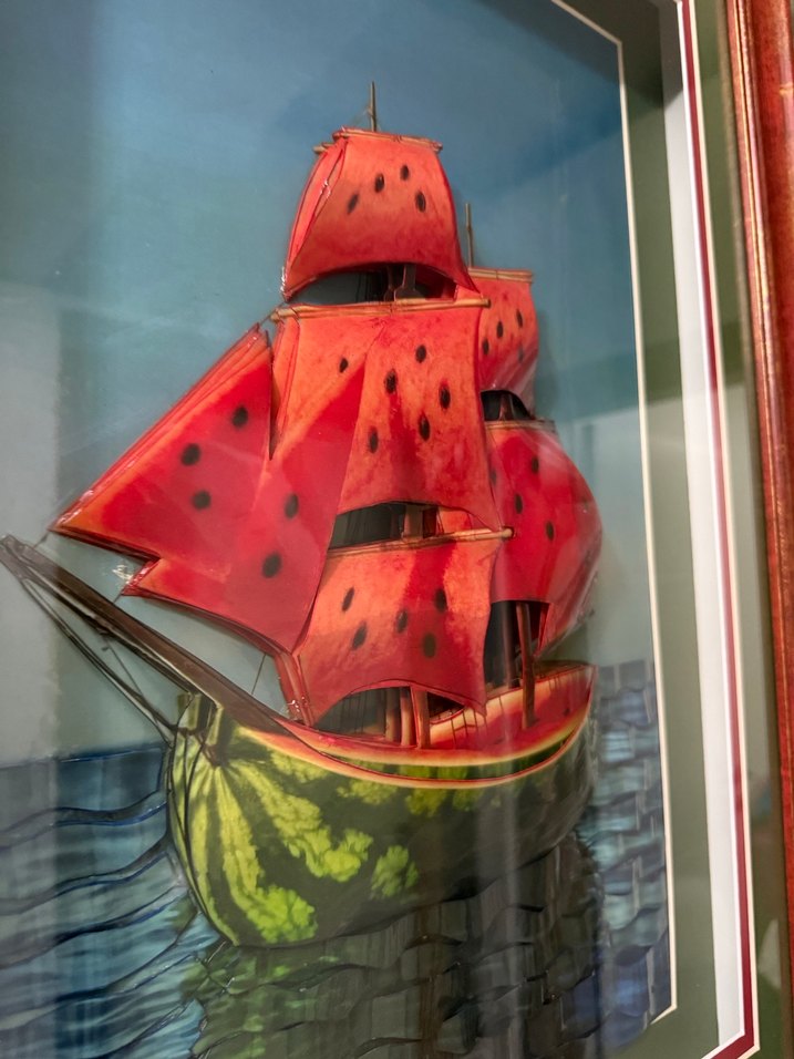 Karpuz Gövdeli Kırmızı Yelkenli Rölyef tablo - Görsel 4