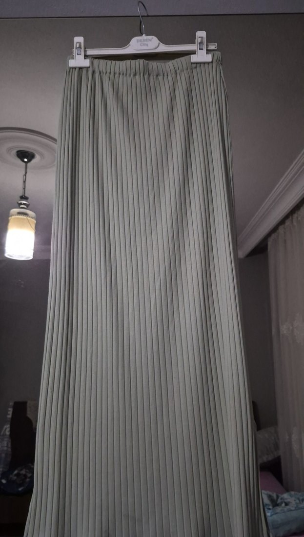 Kadın Pliseli Uzun Gri Etek - Görsel 2