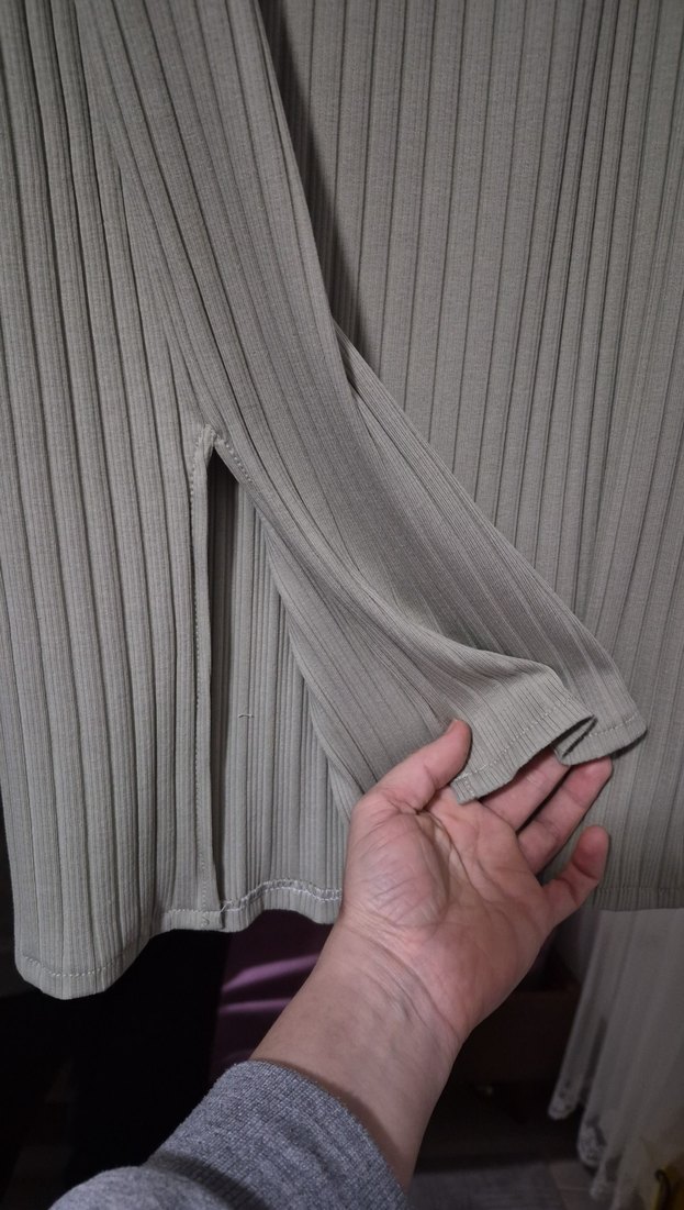 Kadın Pliseli Uzun Gri Etek - Görsel 3