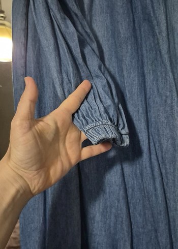 Nakışlı Bohem Uzun Denim Elbise - Görsel 3